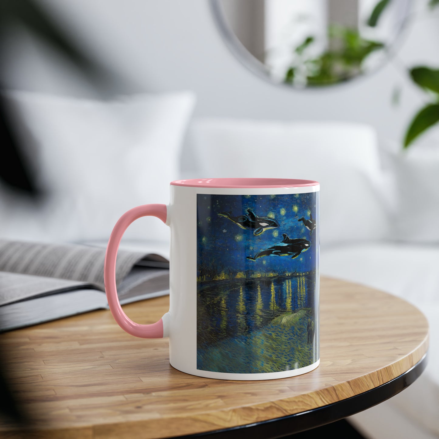 Van Gogh's Starry Night Over the Rhone (1888) - Dreams Fine Art Print Two-Tone Coffee Mugs, 11oz