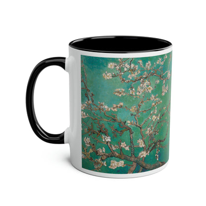 Van Gogh's Almond blossom (1890) - Green Fine Art Print Two-Tone Coffee Mugs, 11oz