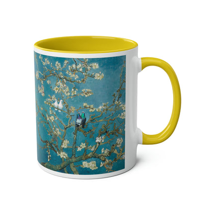 Van Gogh's Almond blossom (1890) - Lovebirds Fine Art Print Two-Tone Coffee Mugs, 11oz