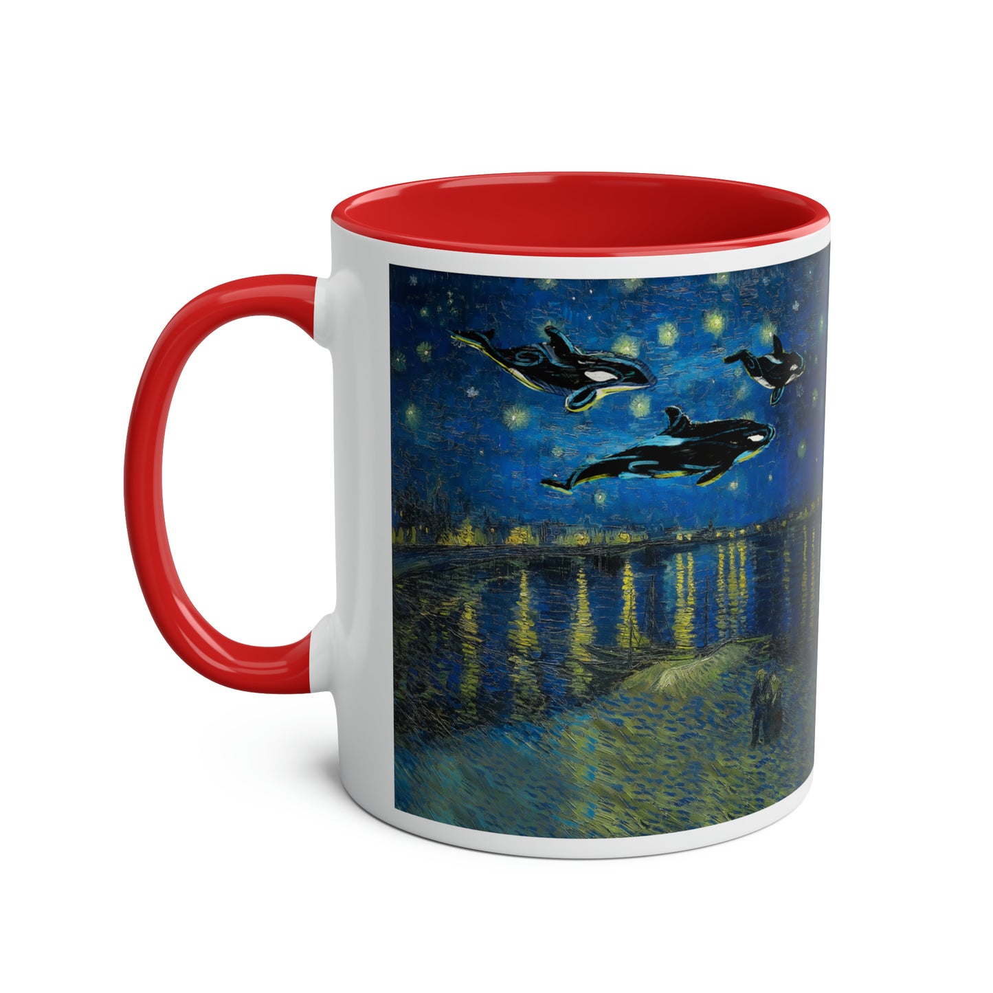 Van Gogh's Starry Night Over the Rhone (1888) - Dreams Fine Art Print Two-Tone Coffee Mugs, 11oz