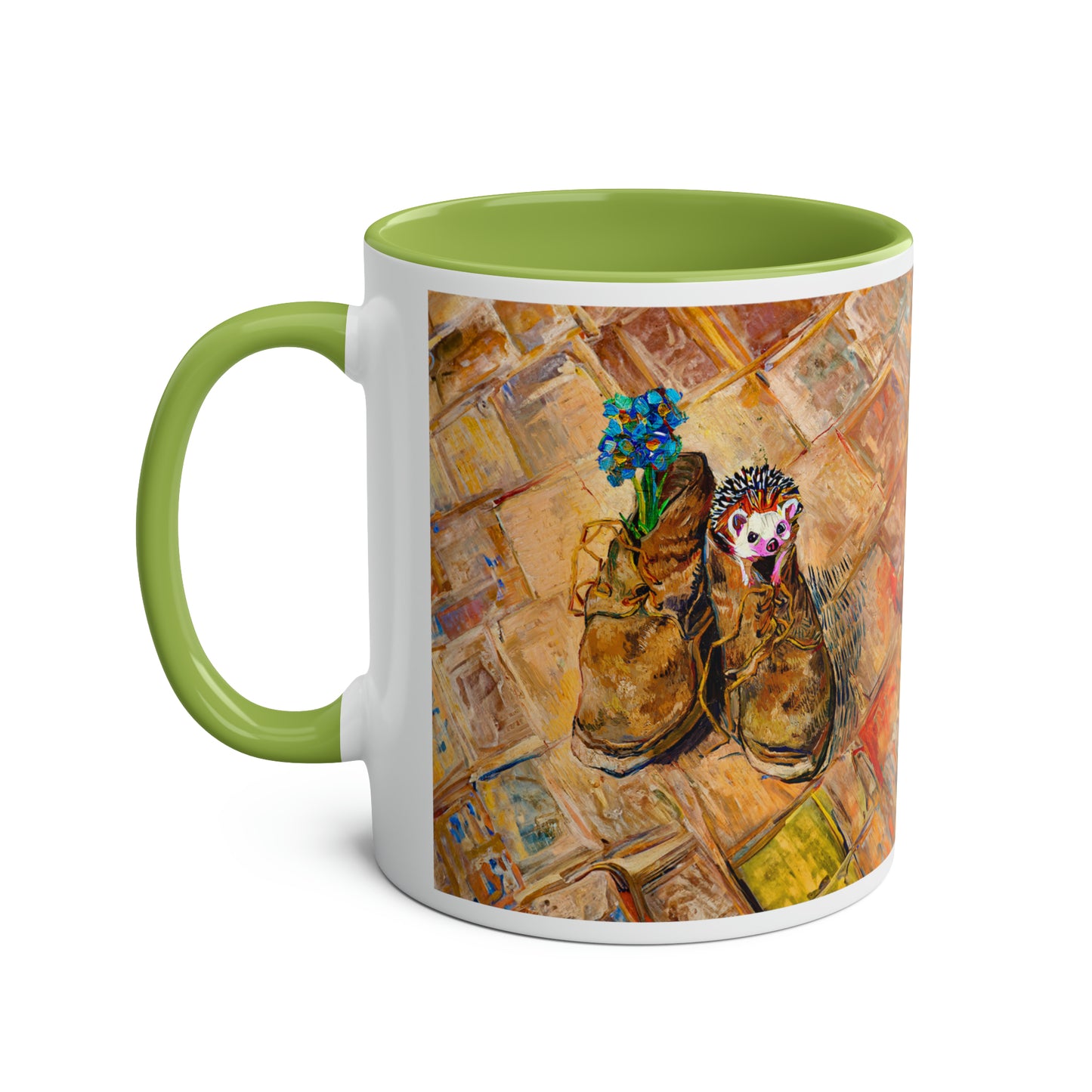 Van Gogh's Shoes (1888) - Hedgehog Fine Art Print Two-Tone Coffee Mugs, 11oz