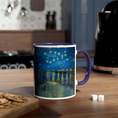 Van Gogh's Starry Night Over the Rhone (1888) - Original Fine Art Print Two-Tone Coffee Mugs, 11oz