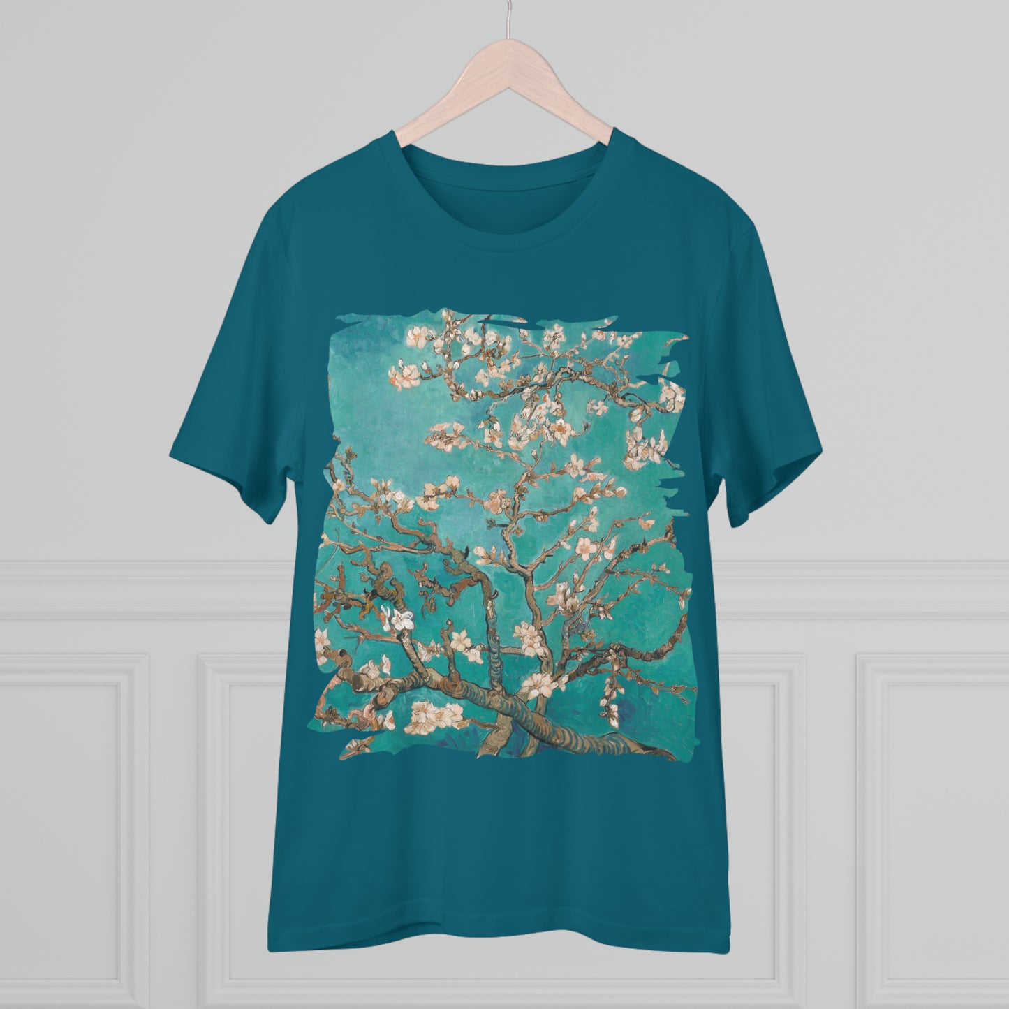 Van Gogh's Almond blossom (1890) - Turqoise Fine Art Print Organic Cotton T-Shirt Unisex