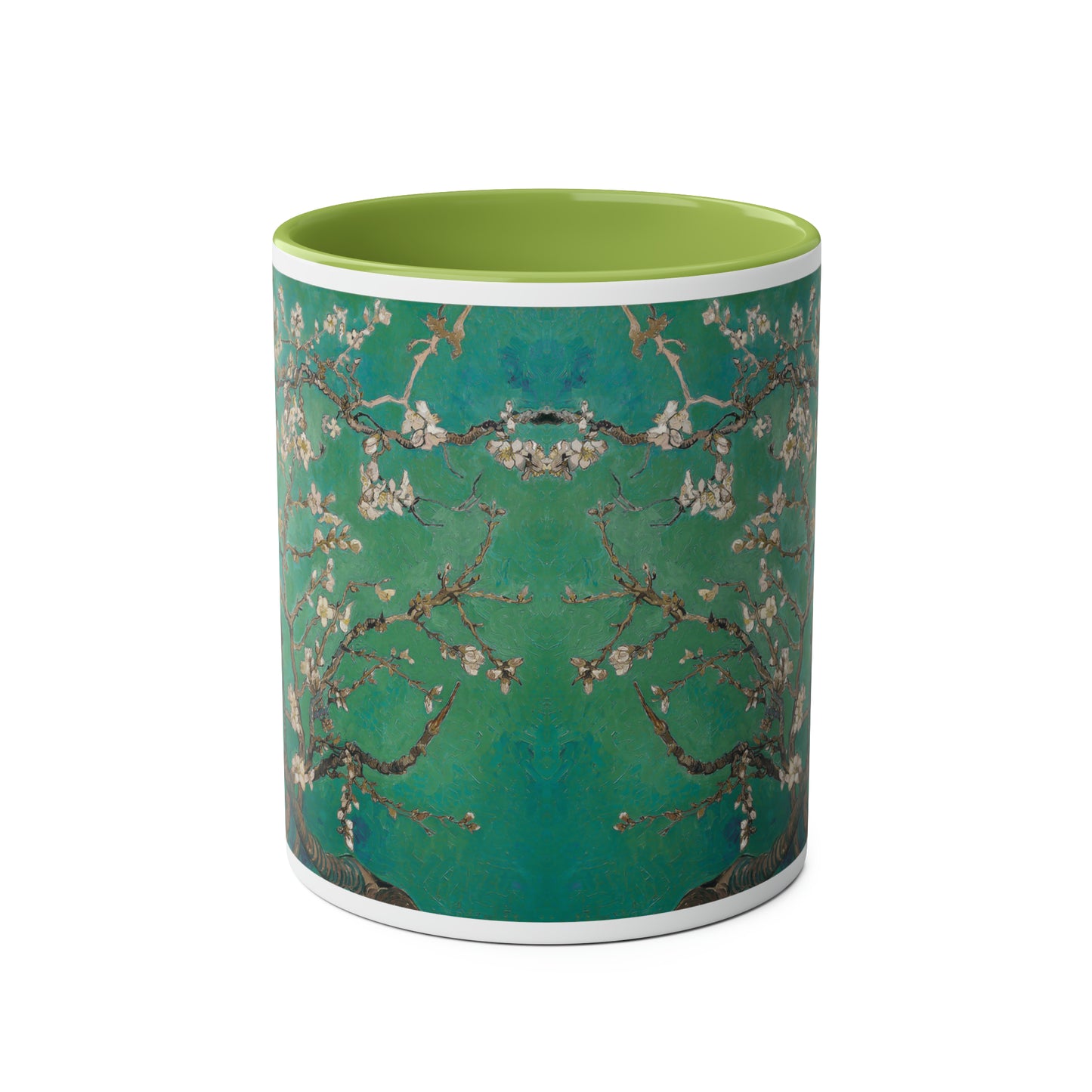 Van Gogh's Almond blossom (1890) - Green Fine Art Print Two-Tone Coffee Mugs, 11oz