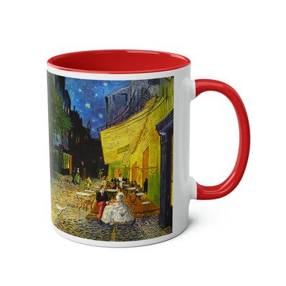 Van Gogh's Café Terrace at Night (1888) - Couple Two-Tone Coffee Mugs, 11oz