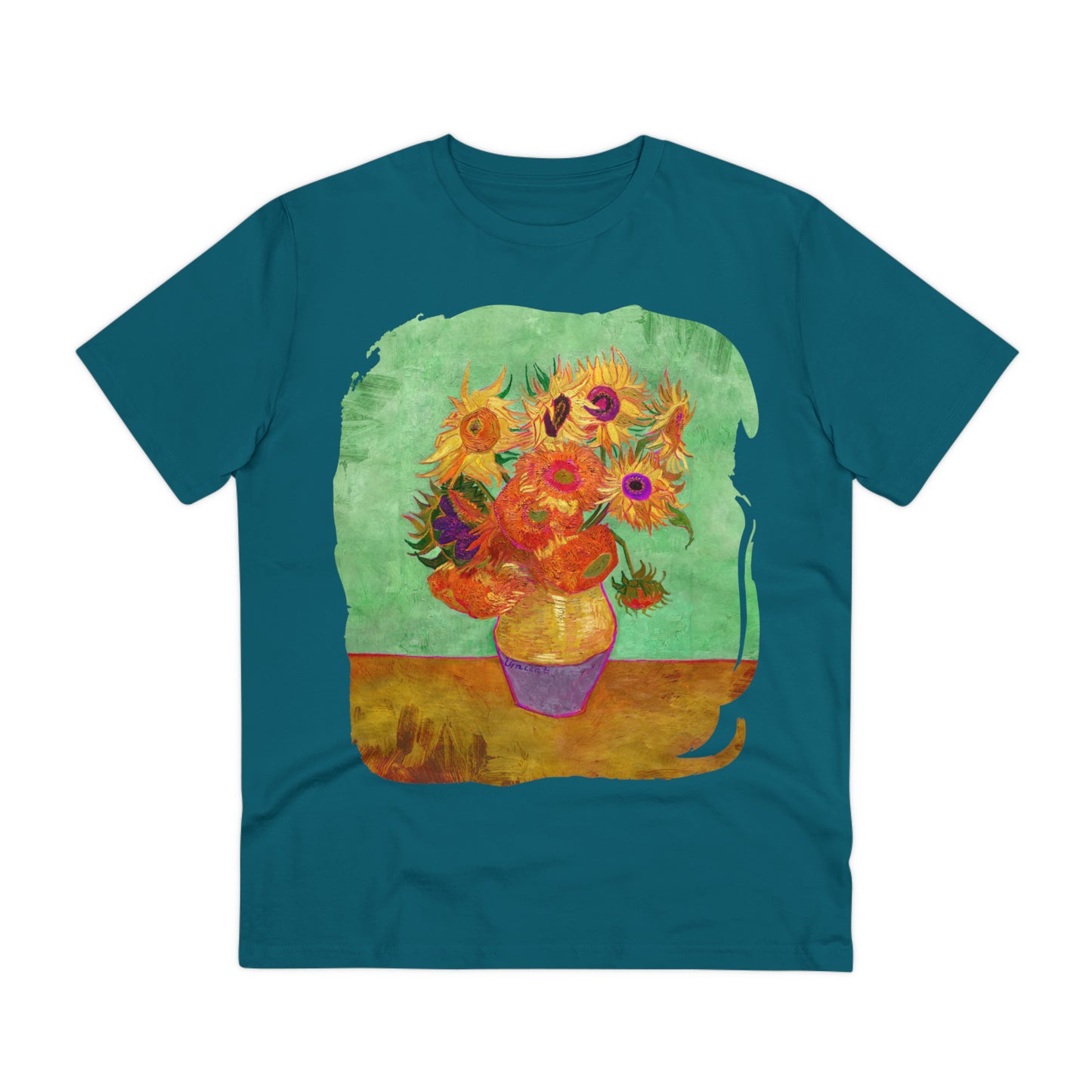 Van Gogh's Vase with Twelve Sunflowers (1888–1889) - Summer Fine Art Print Organic Cotton T-Shirt Unisex