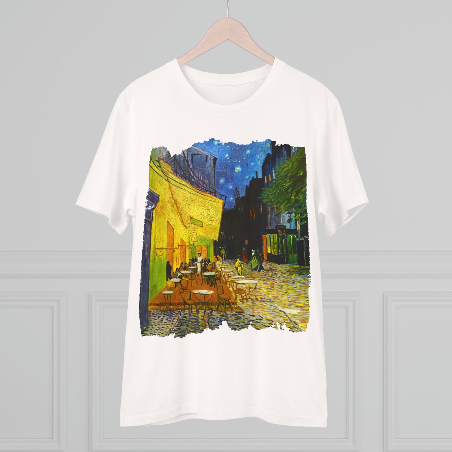 Van Gogh's Café Terrace at Night (1888) - Original Fine Art Print Organic Cotton T-Shirt Unisex