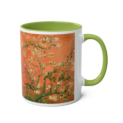 Van Gogh's Almond blossom (1890) - Orange Fine Art Print Two-Tone Coffee Mugs, 11oz