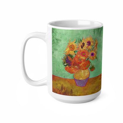 Van Gogh's Vase with Twelve Sunflowers (1888–1889) - Summer Fine Art Print Ceramic Coffee Mugs, 11oz, 15oz