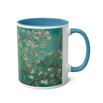 Van Gogh's Almond blossom (1890) - Green Fine Art Print Two-Tone Coffee Mugs, 11oz