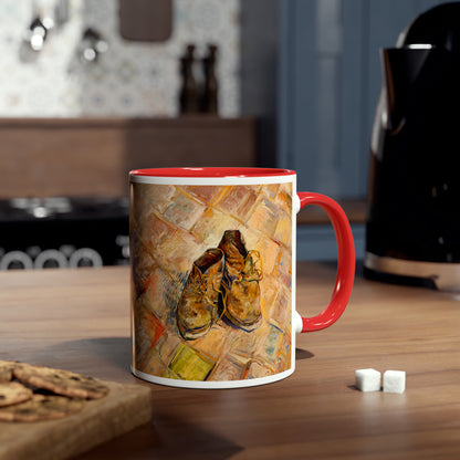 Van Gogh's Shoes (1888) - Original Fine Art Print Two-Tone Coffee Mugs, 11oz