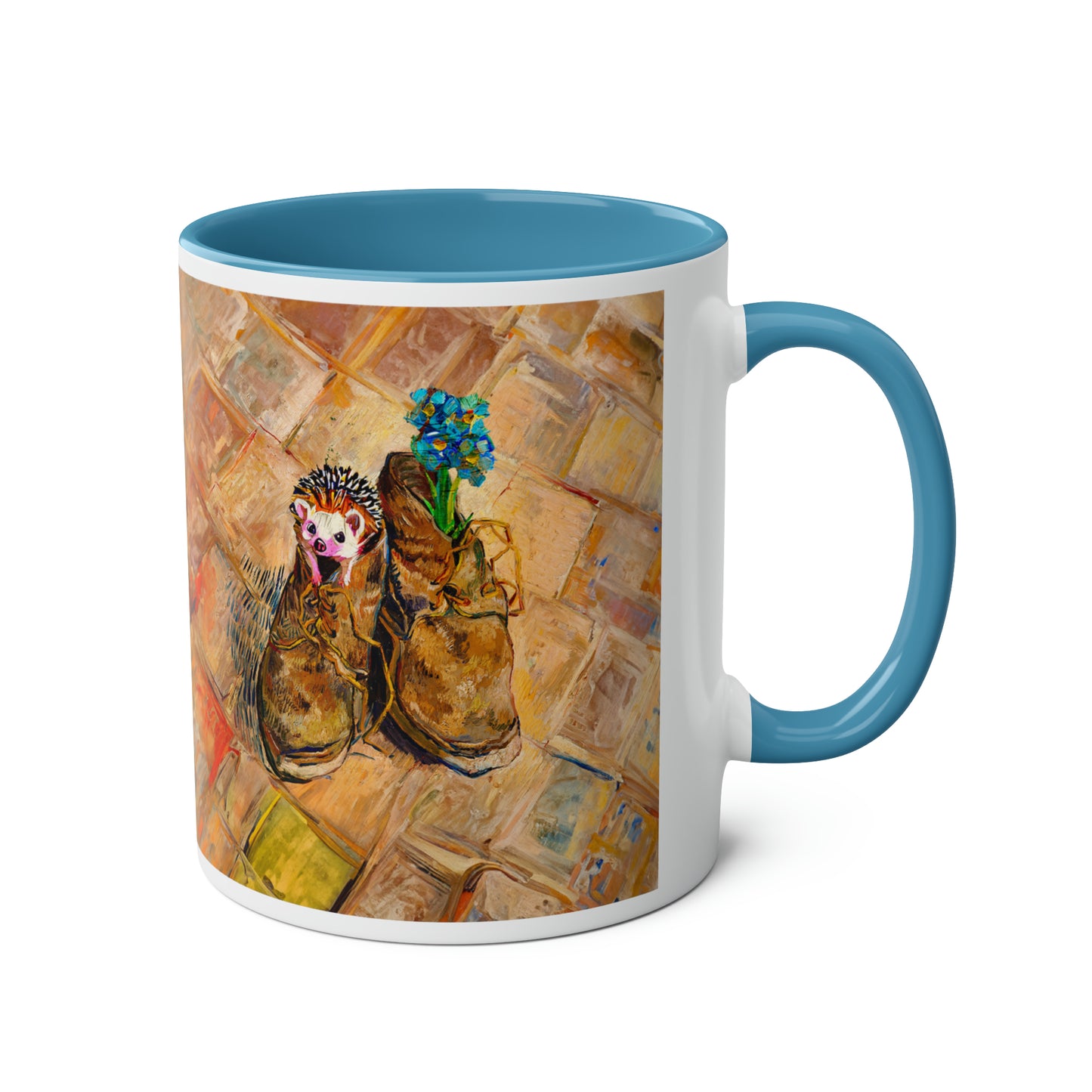 Van Gogh's Shoes (1888) - Hedgehog Fine Art Print Two-Tone Coffee Mugs, 11oz