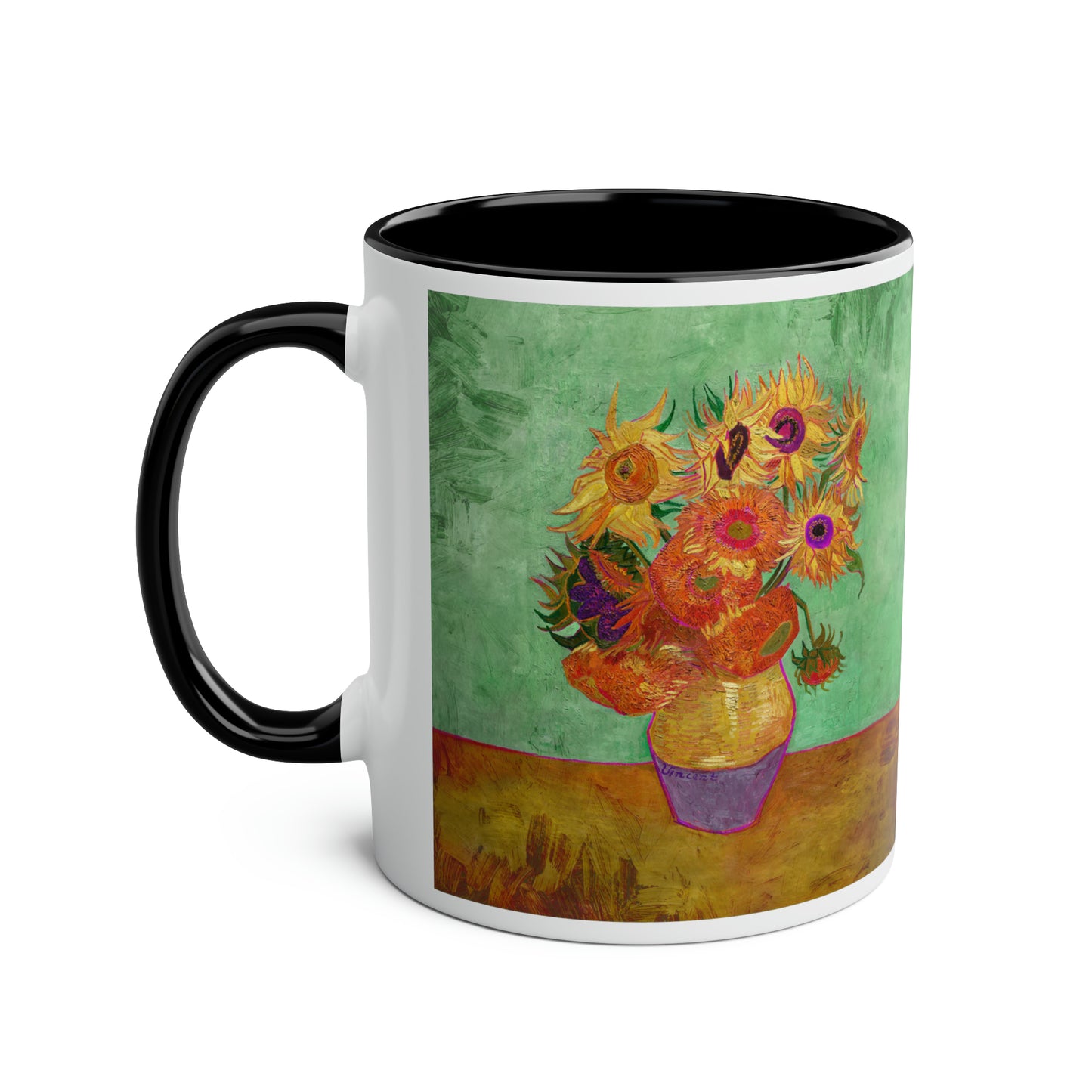 Van Gogh's Vase with Twelve Sunflowers (1888–1889) - Summer Fine Art Print Two-Tone Coffee Mugs, 11oz