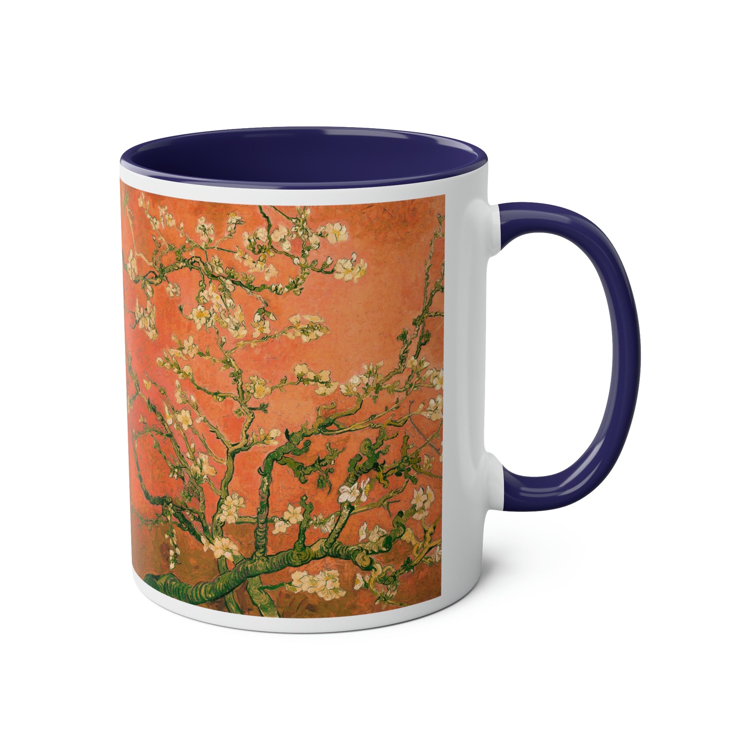 Van Gogh's Almond blossom (1890) - Orange Fine Art Print Two-Tone Coffee Mugs, 11oz