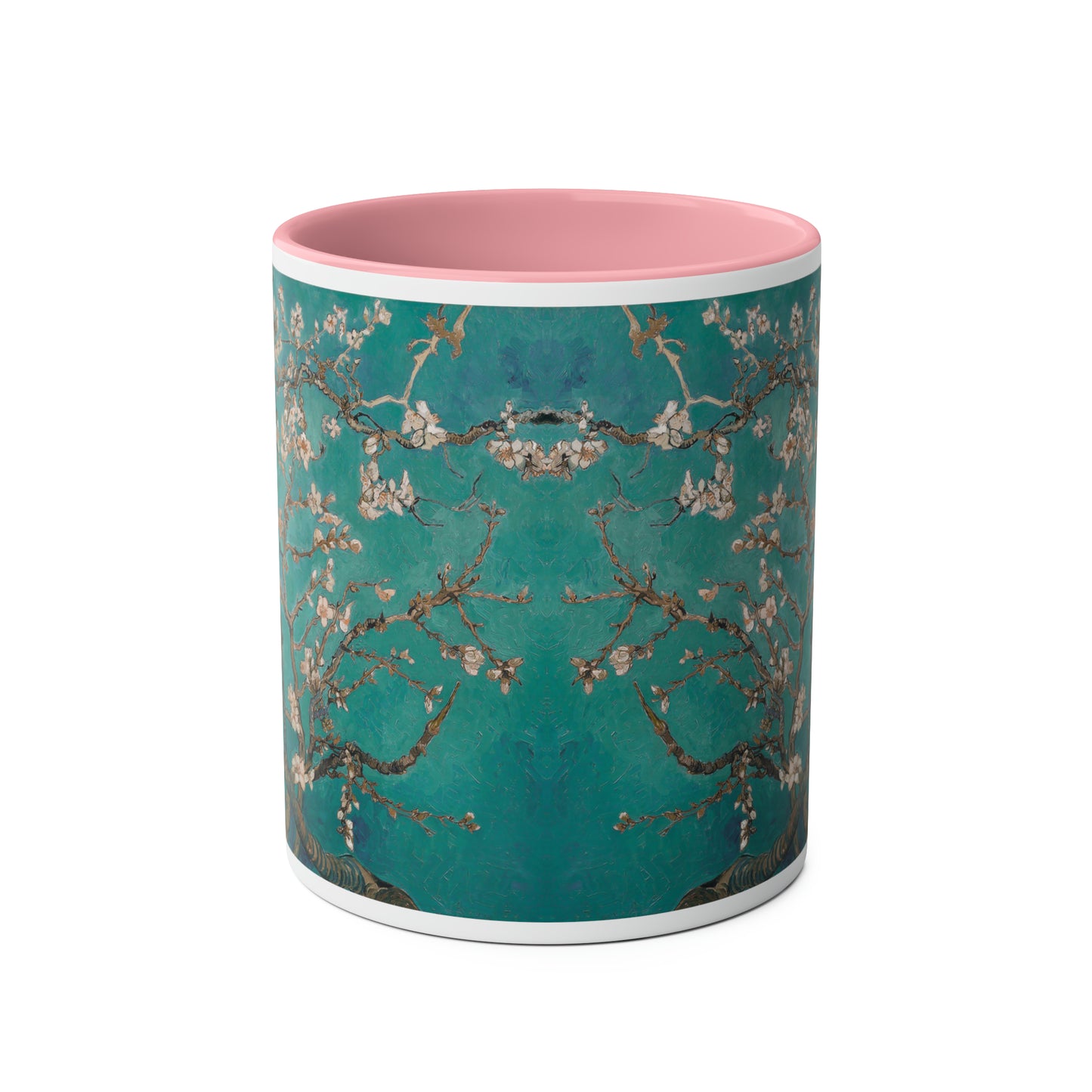 Van Gogh's Almond blossom (1890) - Turqoise Fine Art Print Two-Tone Coffee Mugs, 11oz