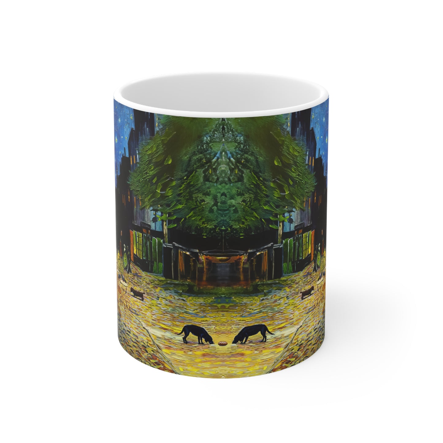 Van Gogh's Café Terrace at Night (1888) - Strays Fine Art Print Ceramic Coffee Mugs, 11oz, 15oz