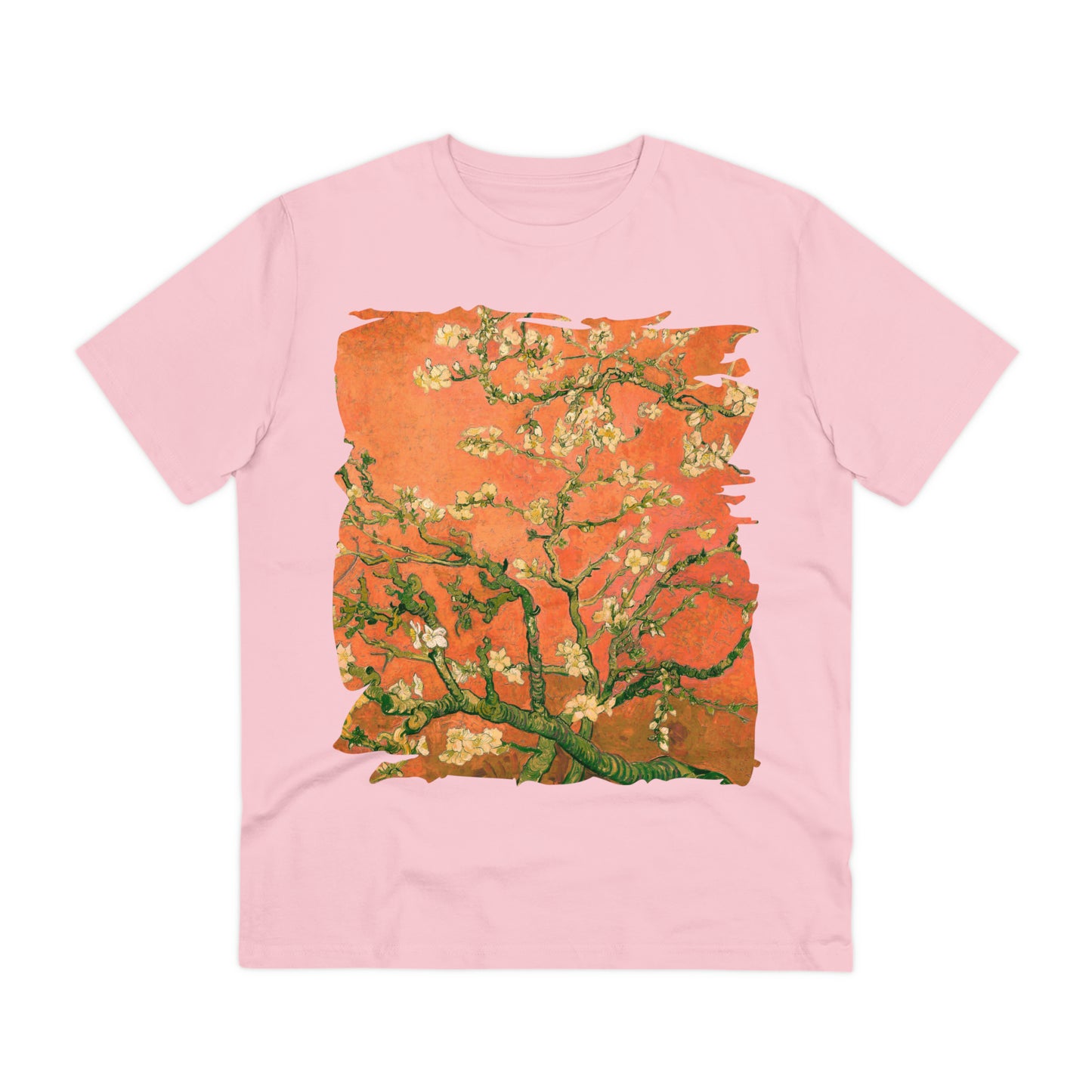 Van Gogh's Almond blossom (1890) - Orange Fine Art Print Organic Cotton T-Shirt Unisex