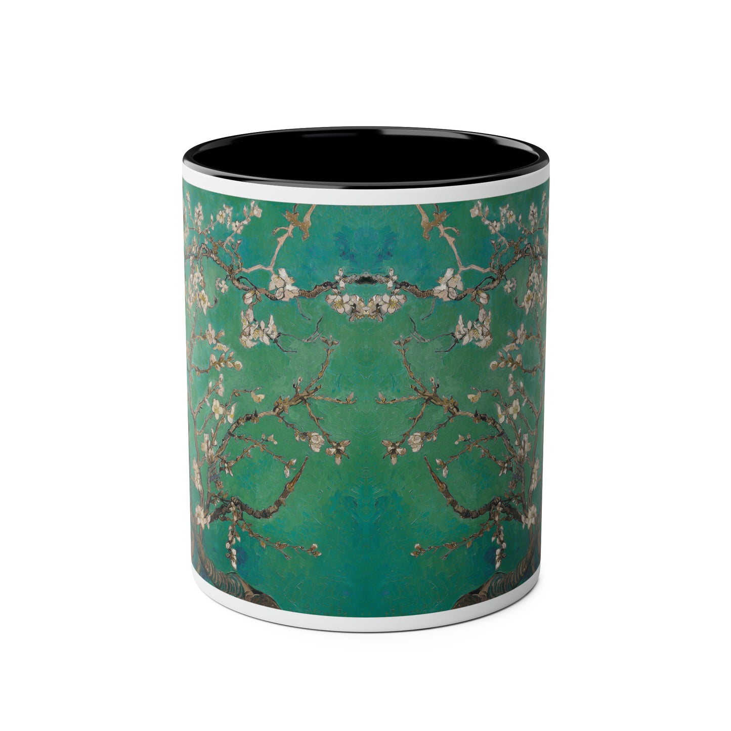 Van Gogh's Almond blossom (1890) - Green Fine Art Print Two-Tone Coffee Mugs, 11oz