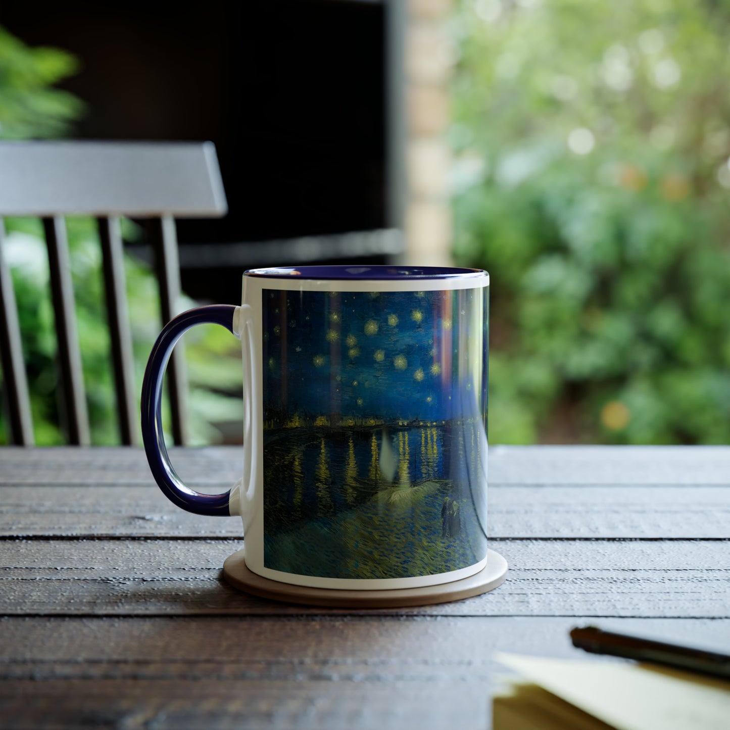 Van Gogh's Starry Night Over the Rhone (1888) - Original Fine Art Print Two-Tone Coffee Mugs, 11oz