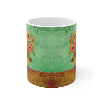 Van Gogh's Vase with Twelve Sunflowers (1888–1889) - Summer Fine Art Print Ceramic Coffee Mugs, 11oz, 15oz