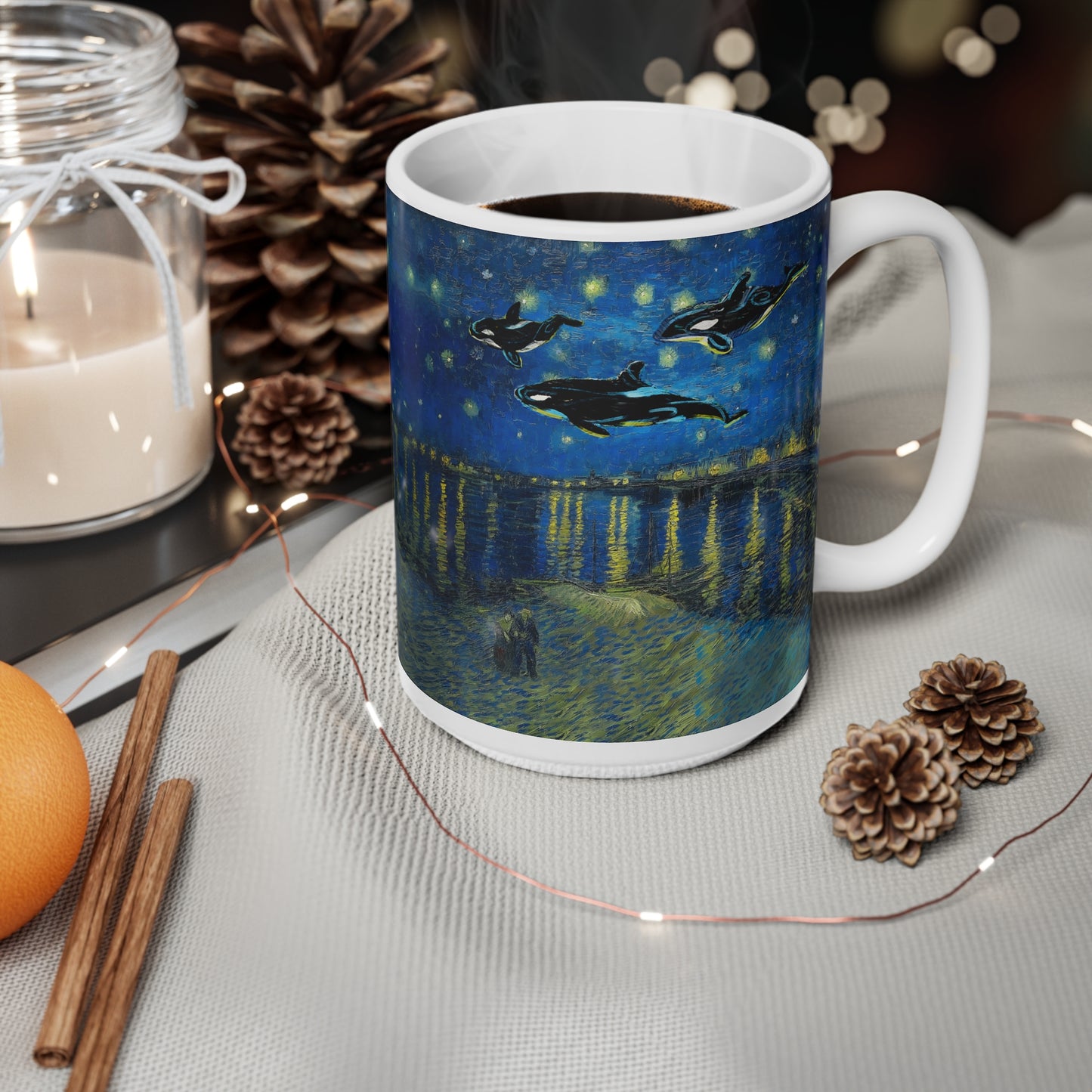 Van Gogh's Starry Night Over the Rhone (1888) - Dreams Fine Art Print Ceramic Coffee Mugs, 11oz, 15oz