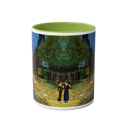 Van Gogh's Café Terrace at Night (1888) - Couple Two-Tone Coffee Mugs, 11oz