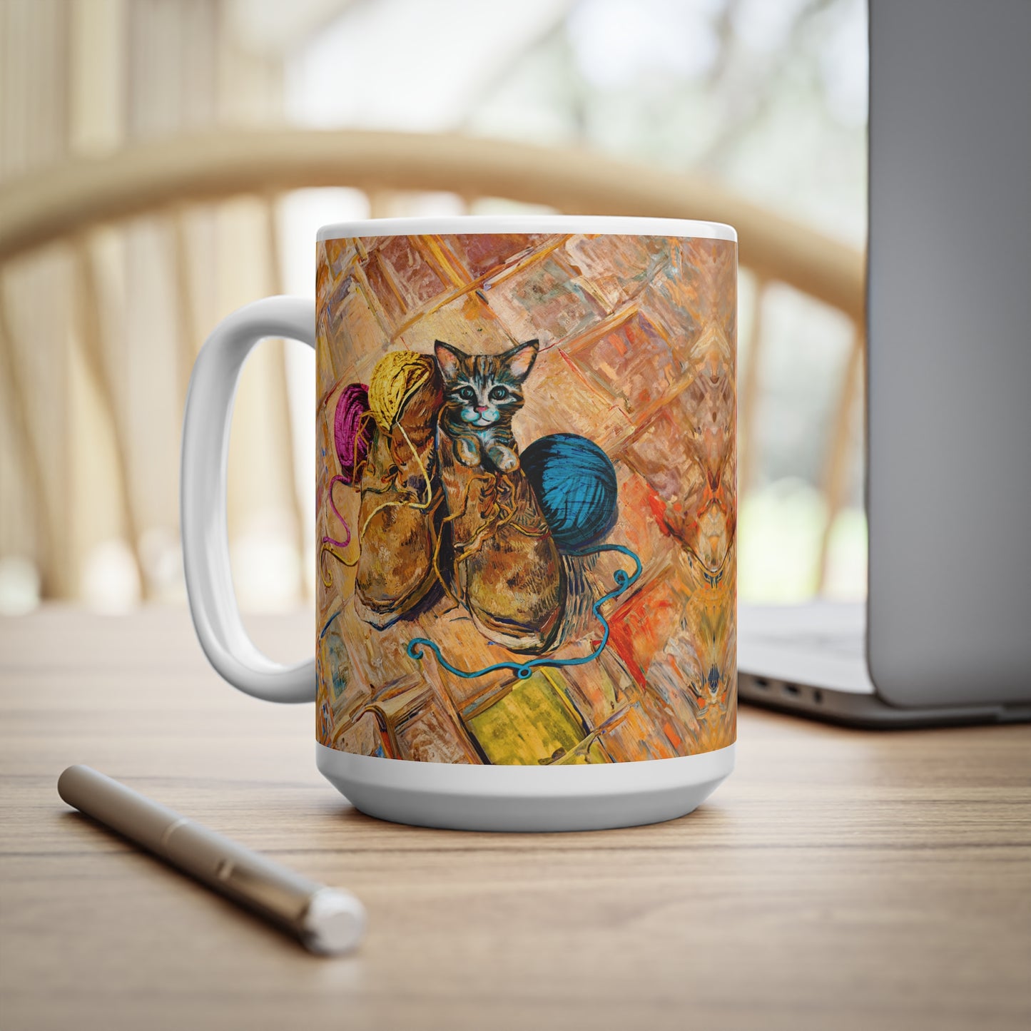 Van Gogh's Shoes (1888) - Kitten with yarns Fine Art Print Ceramic Coffee Mugs, 11oz, 15oz