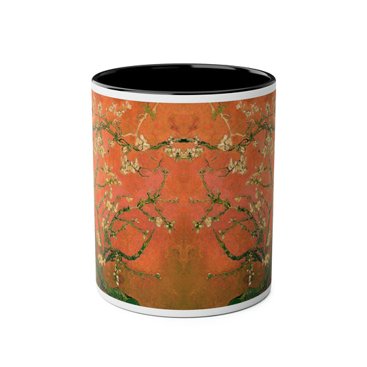 Van Gogh's Almond blossom (1890) - Orange Fine Art Print Two-Tone Coffee Mugs, 11oz