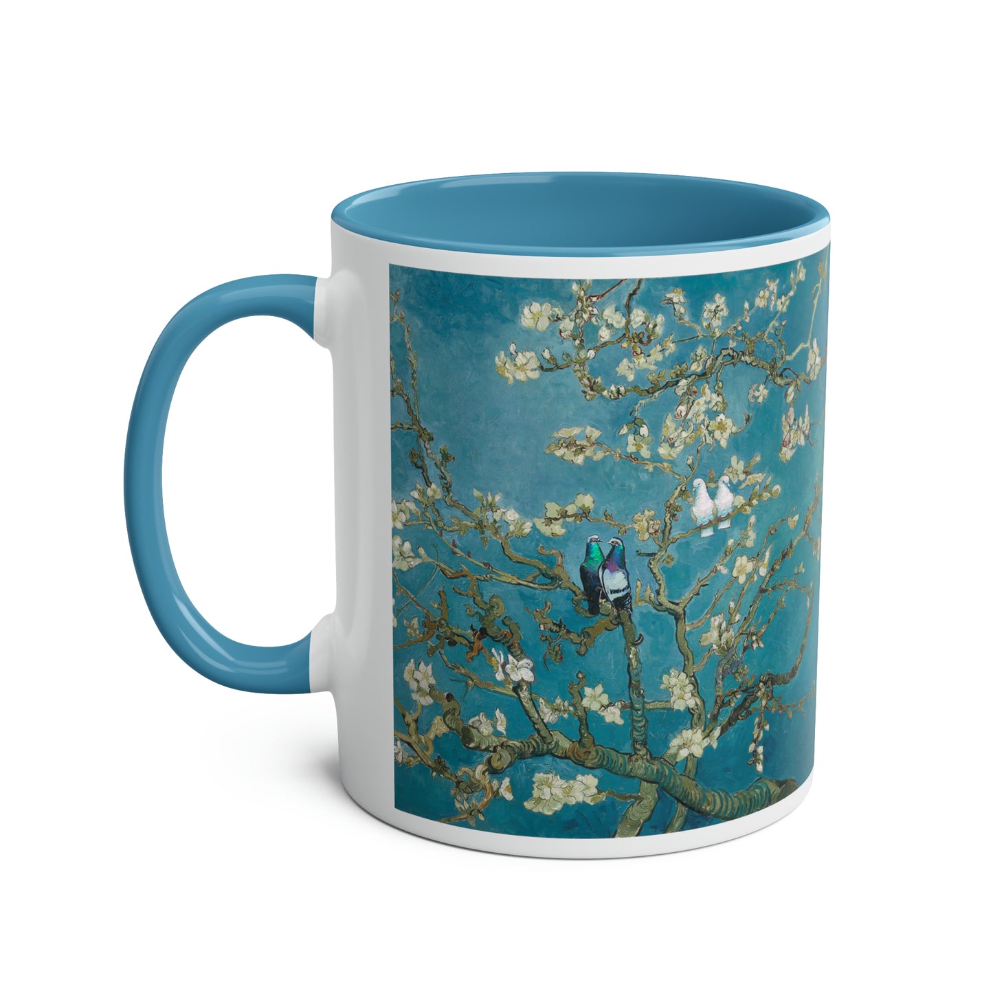 Van Gogh's Almond blossom (1890) - Lovebirds Fine Art Print Two-Tone Coffee Mugs, 11oz