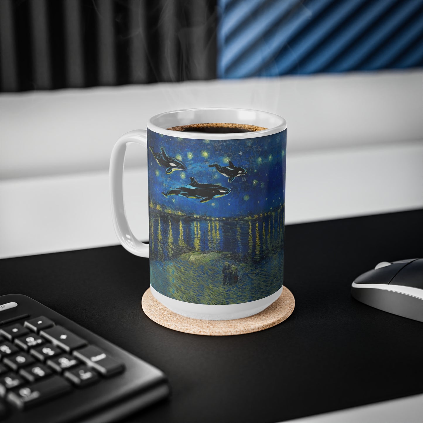 Van Gogh's Starry Night Over the Rhone (1888) - Dreams Fine Art Print Ceramic Coffee Mugs, 11oz, 15oz