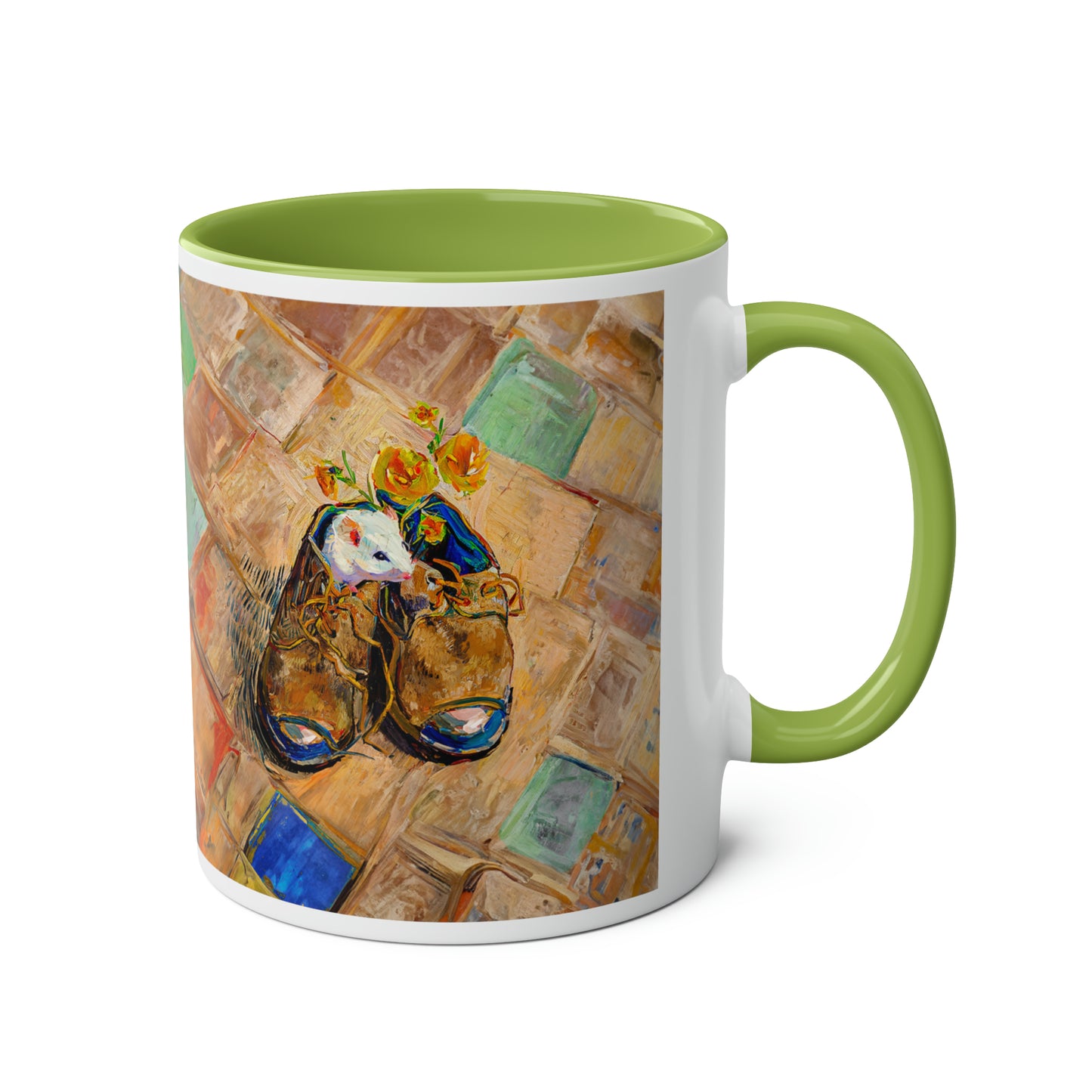 Van Gogh's Shoes (1888) - Mouse in the shoe Fine Art Print Two-Tone Coffee Mugs, 11oz