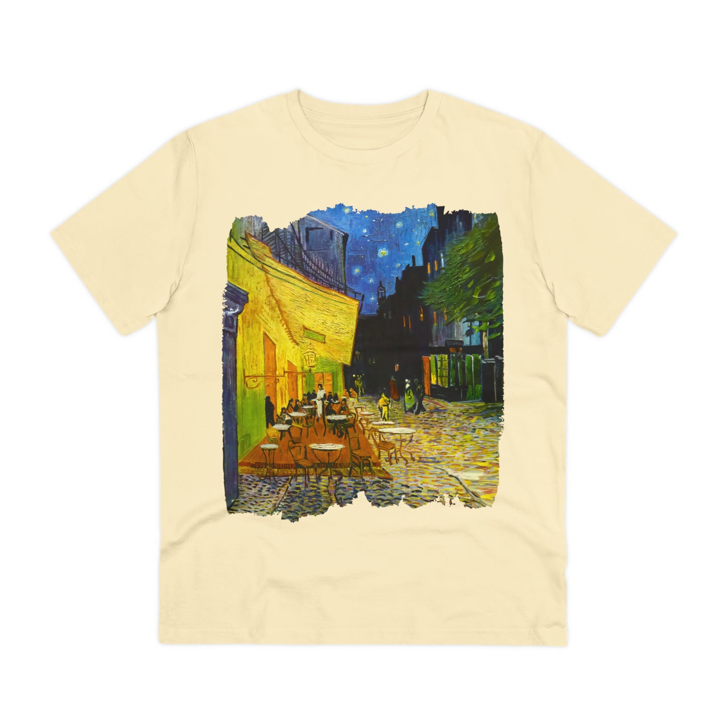 Van Gogh's Café Terrace at Night (1888) - Original Fine Art Print Organic Cotton T-Shirt Unisex