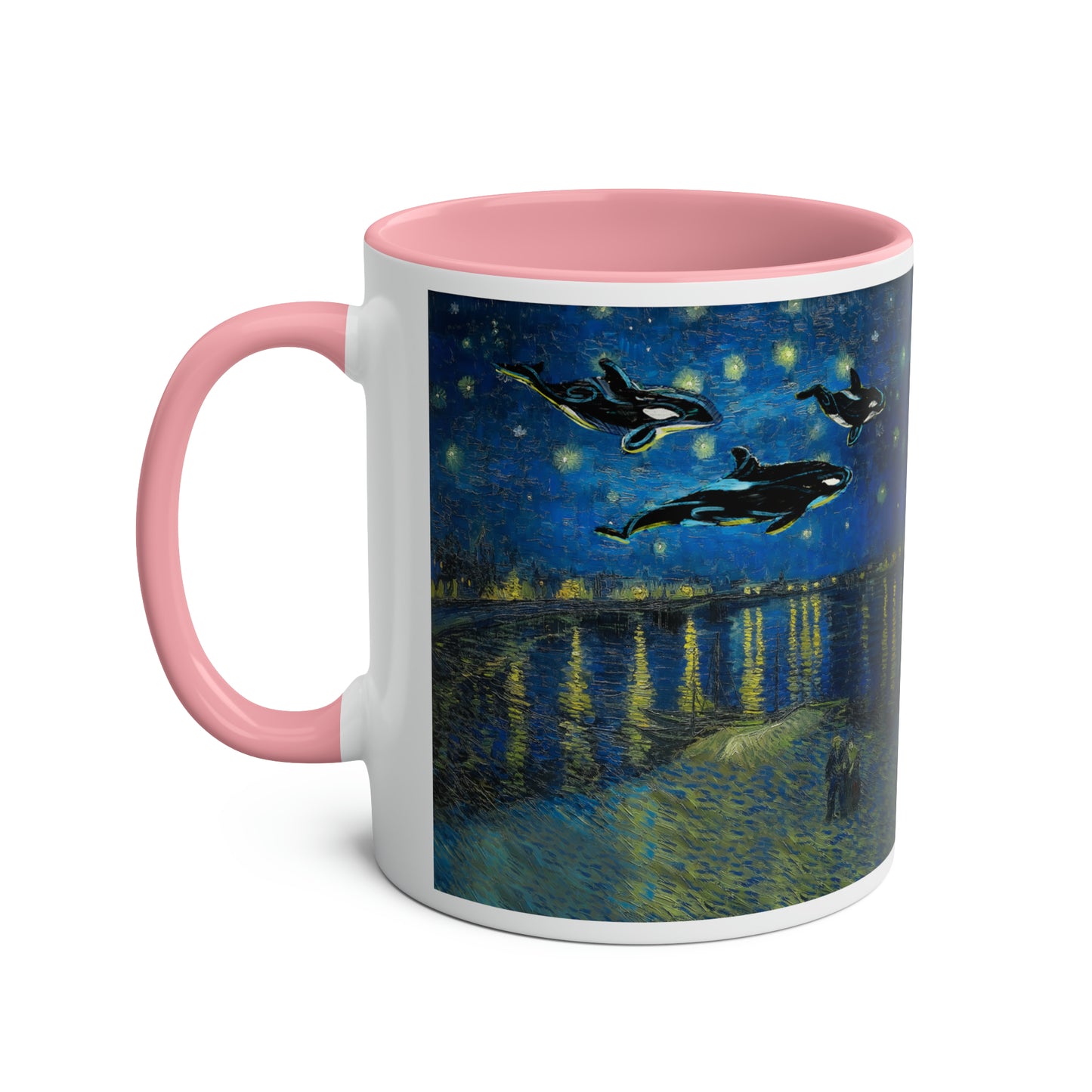 Van Gogh's Starry Night Over the Rhone (1888) - Dreams Fine Art Print Two-Tone Coffee Mugs, 11oz