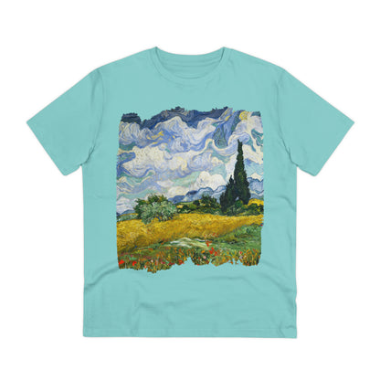 Van Gogh's Wheat Field with Cypresses (1889) - Original Fine Art Print Organic Cotton T-Shirt Unisex