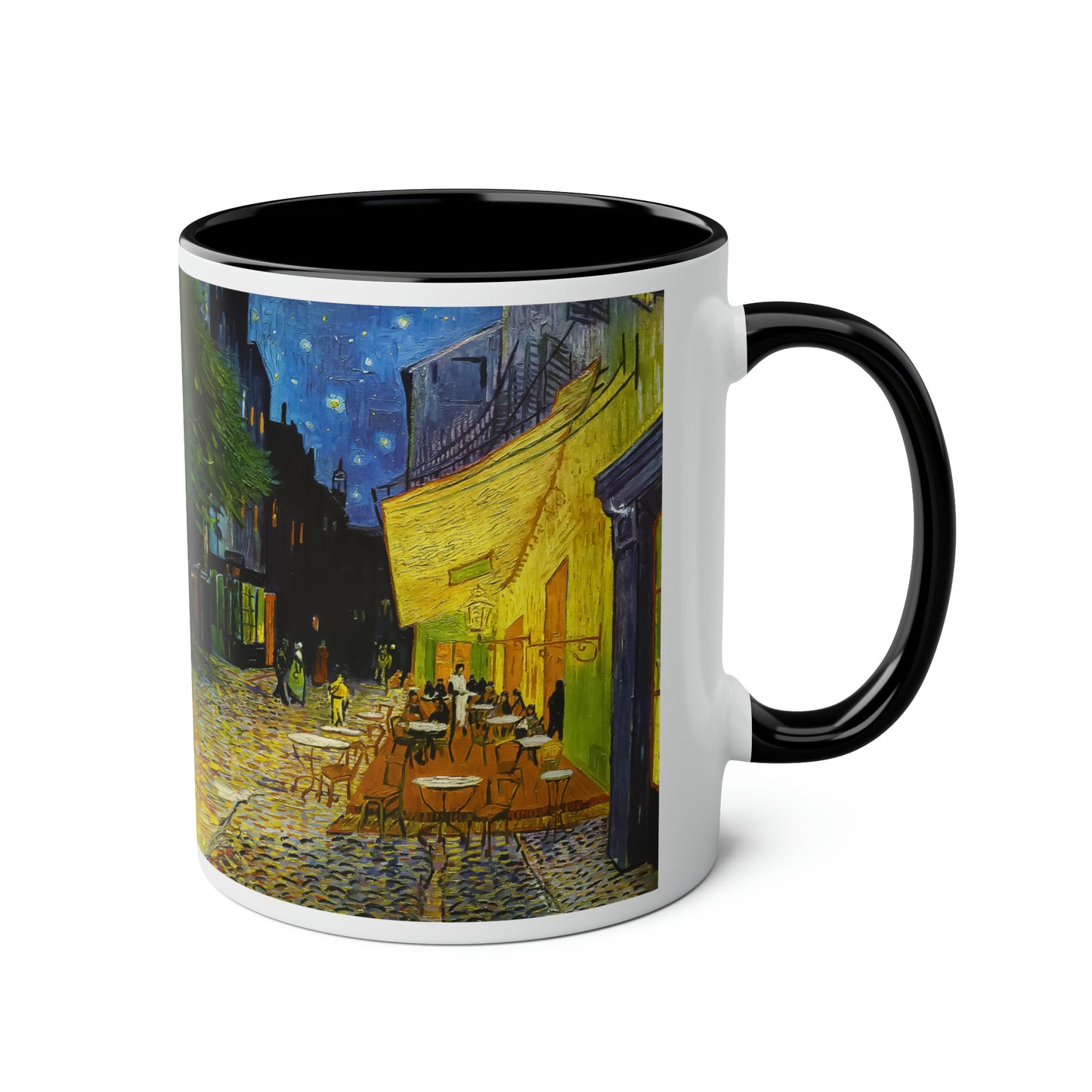 Van Gogh's Café Terrace at Night (1888) - Original Fine Art Print Two-Tone Coffee Mugs, 11oz