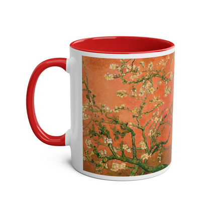 Van Gogh's Almond blossom (1890) - Orange Fine Art Print Two-Tone Coffee Mugs, 11oz