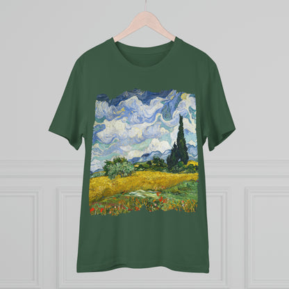 Van Gogh's Wheat Field with Cypresses (1889) - Original Fine Art Print Organic Cotton T-Shirt Unisex