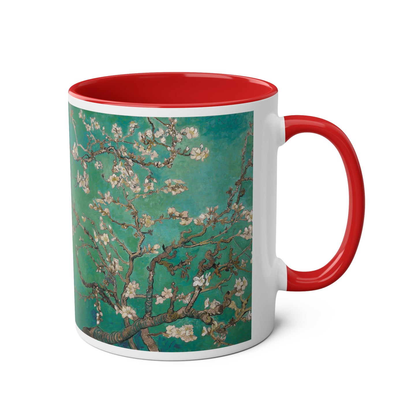 Van Gogh's Almond blossom (1890) - Green Fine Art Print Two-Tone Coffee Mugs, 11oz