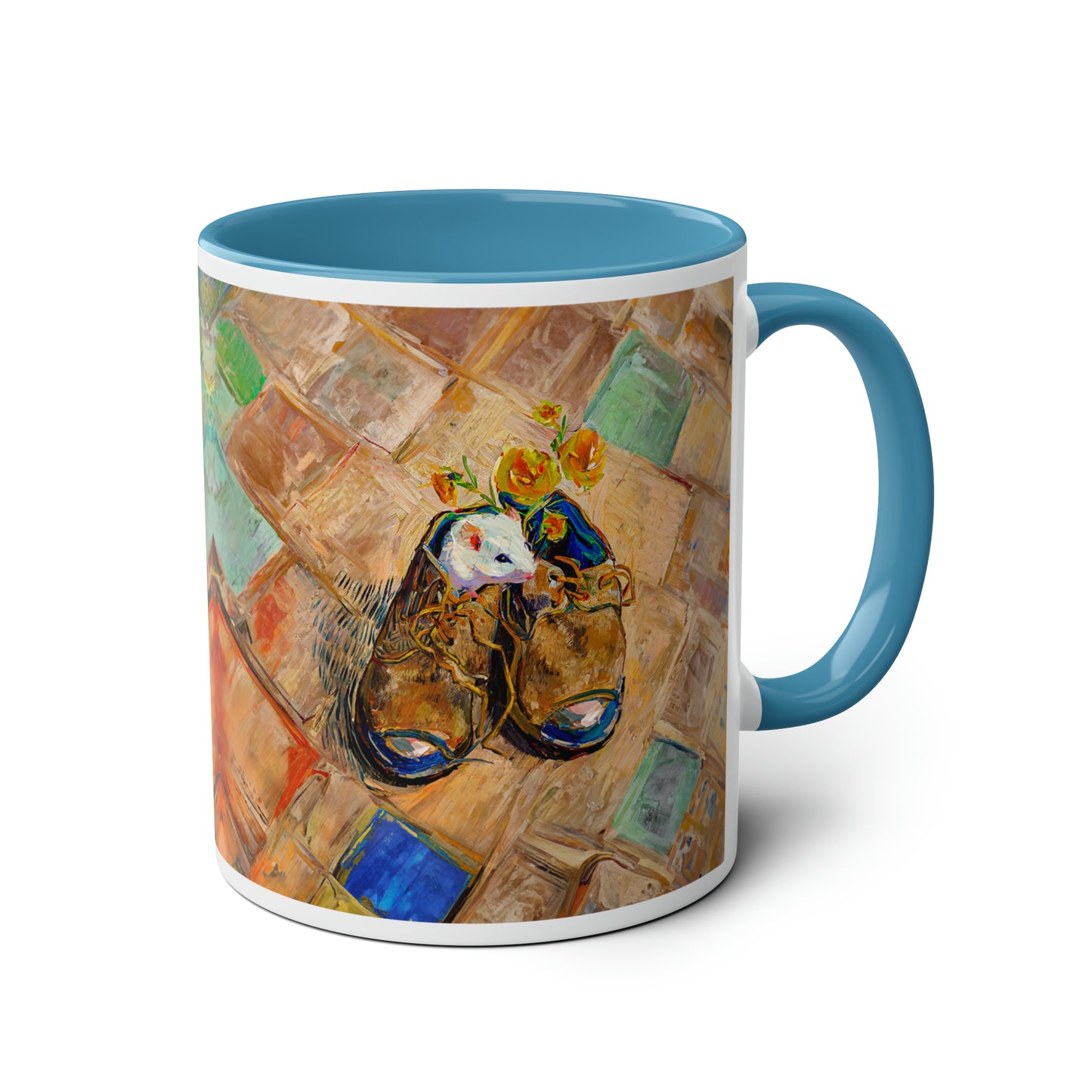 Van Gogh's Shoes (1888) - Mouse in the shoe Fine Art Print Two-Tone Coffee Mugs, 11oz