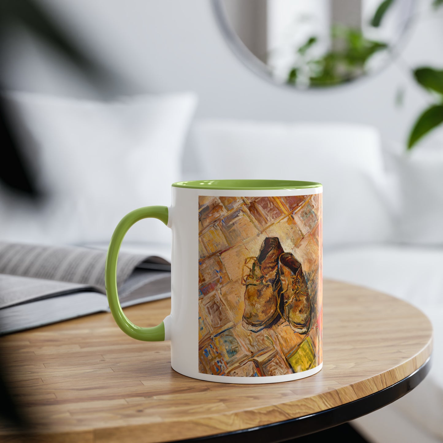 Van Gogh's Shoes (1888) - Original Fine Art Print Two-Tone Coffee Mugs, 11oz