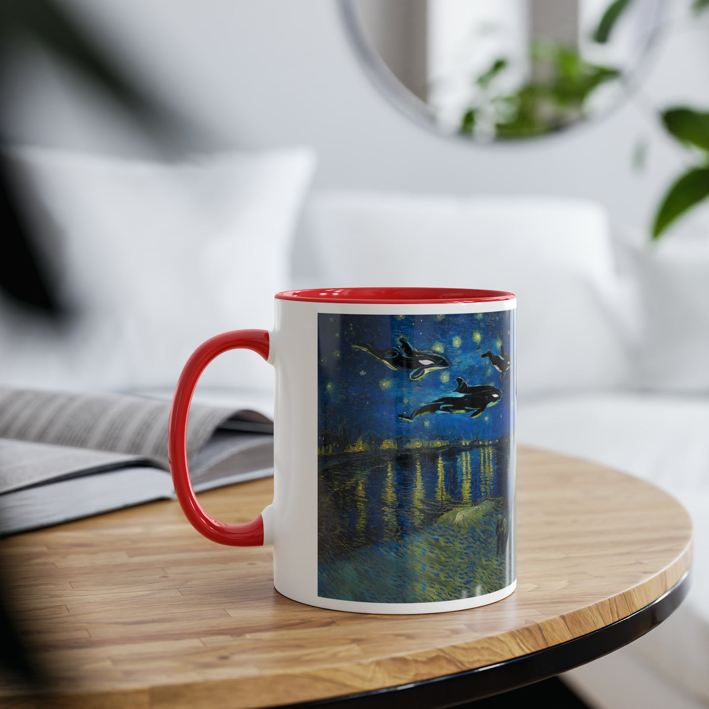 Van Gogh's Starry Night Over the Rhone (1888) - Dreams Fine Art Print Two-Tone Coffee Mugs, 11oz