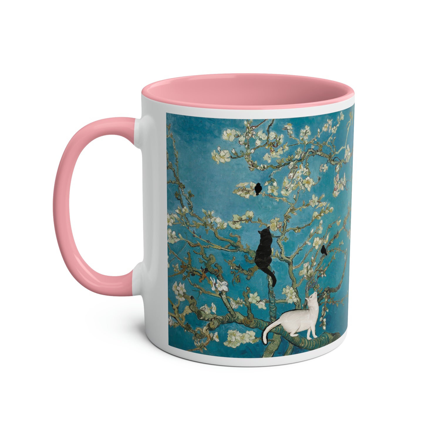 Van Gogh's Almond blossom (1890) - Cats Fine Art Print Two-Tone Coffee Mugs, 11oz