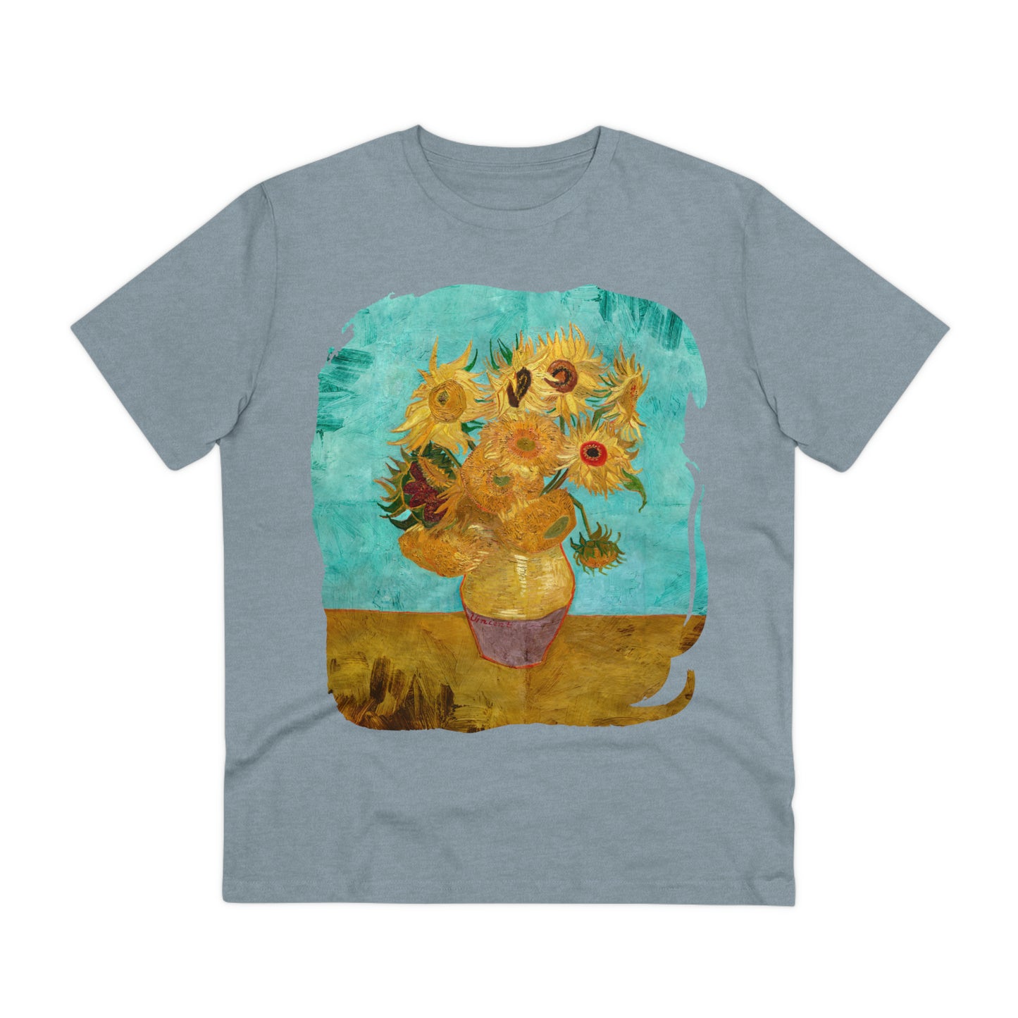 Van Gogh's Vase with Twelve Sunflowers (1888–1889) - Original Fine Art Print Organic Cotton T-Shirt Unisex