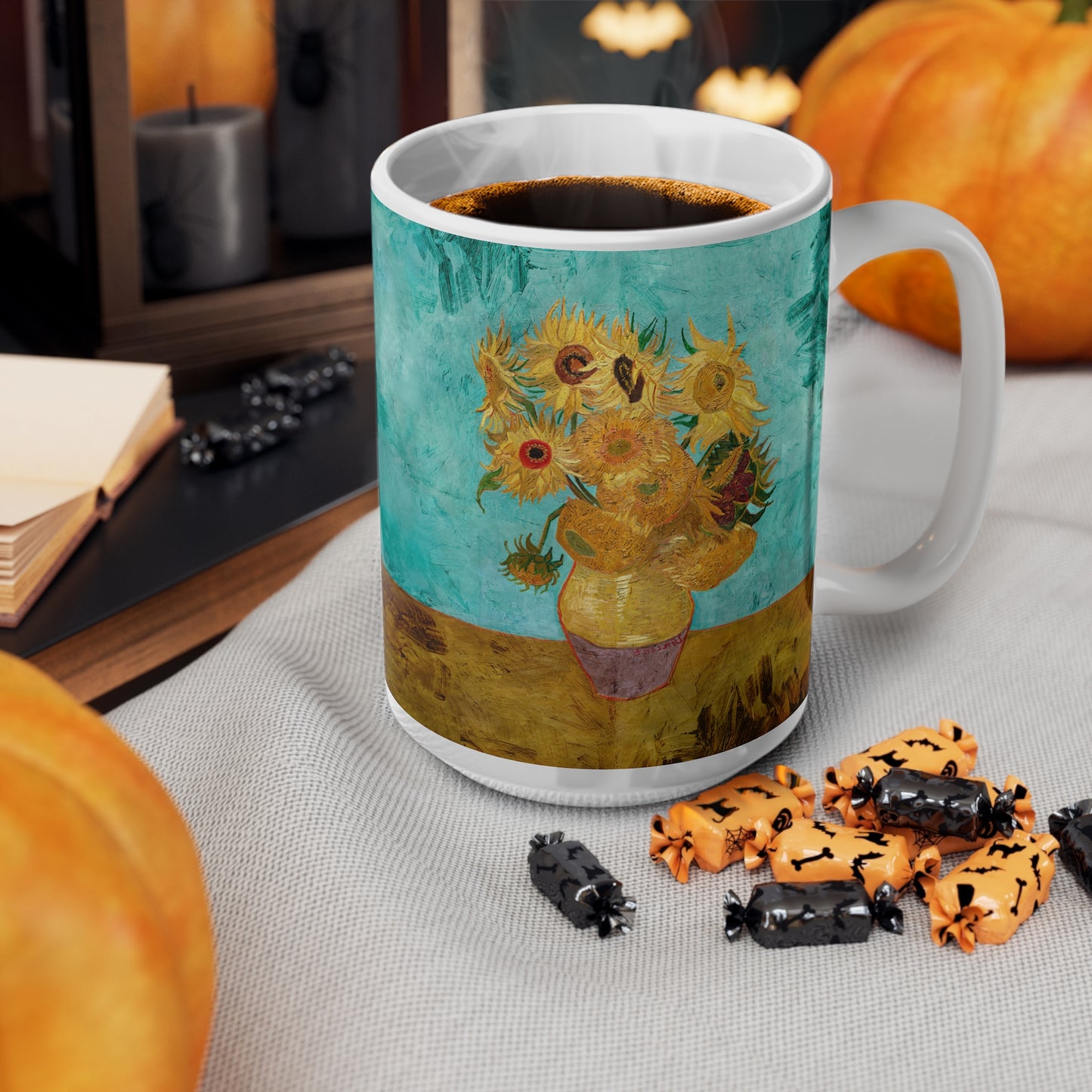 Van Gogh's Vase with Twelve Sunflowers (1888–1889) - Original Fine Art Print Ceramic Coffee Mugs, 11oz, 15oz