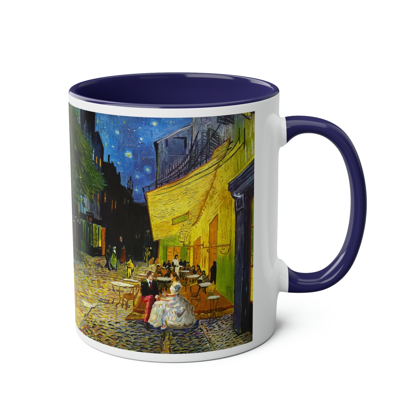 Van Gogh's Café Terrace at Night (1888) - Couple Two-Tone Coffee Mugs, 11oz