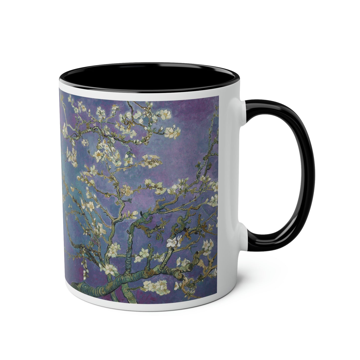 Van Gogh's Almond blossom (1890) - Purple Fine Art Print Two-Tone Coffee Mugs, 11oz