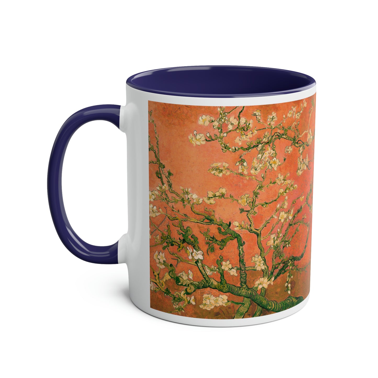 Van Gogh's Almond blossom (1890) - Orange Fine Art Print Two-Tone Coffee Mugs, 11oz