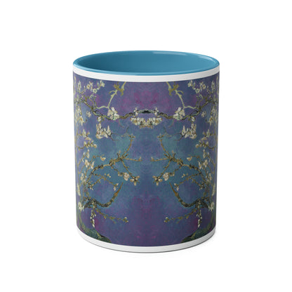 Van Gogh's Almond blossom (1890) - Purple Fine Art Print Two-Tone Coffee Mugs, 11oz