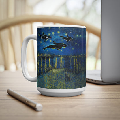 Van Gogh's Starry Night Over the Rhone (1888) - Dreams Fine Art Print Ceramic Coffee Mugs, 11oz, 15oz