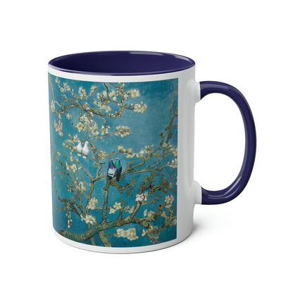 Van Gogh's Almond blossom (1890) - Lovebirds Fine Art Print Two-Tone Coffee Mugs, 11oz